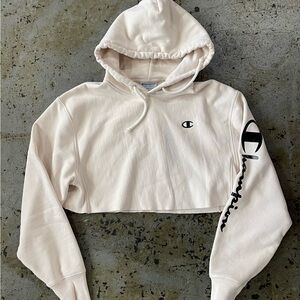 Champion Women's Reverse Weave Cropped Cut-Off Hooded Sweatshirt Size XS